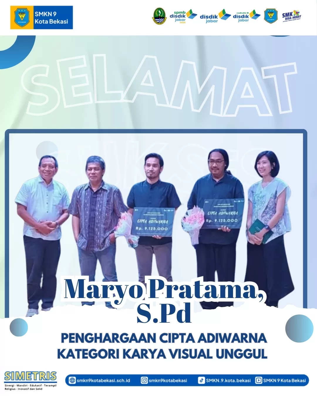 Guru SMKN 9 Kota Bekasi Raih Penghargaan Cipta Adiwarna Kategori Karya Visual Unggul